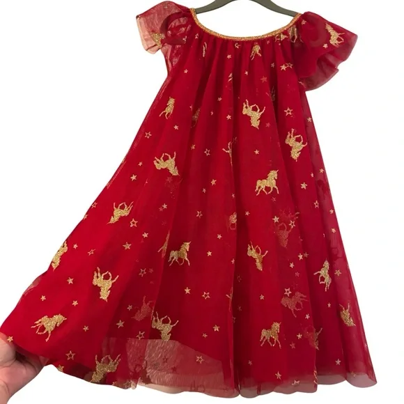 lilt | Dresses | Lilt Red Float Party Dress Glitter Unicorns Stars |  Poshmark